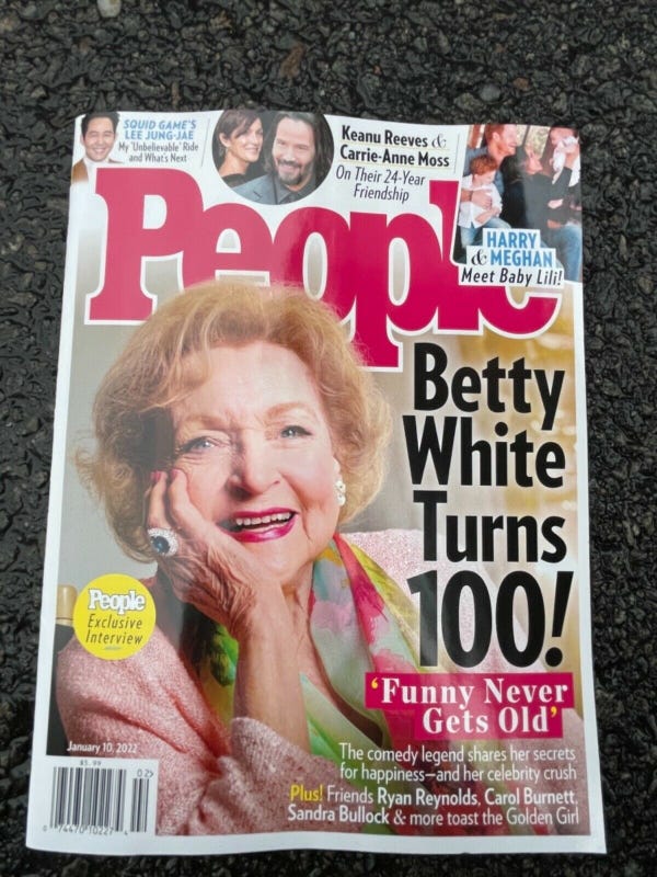 Betty White Turns 100 People Magazine New! No Label