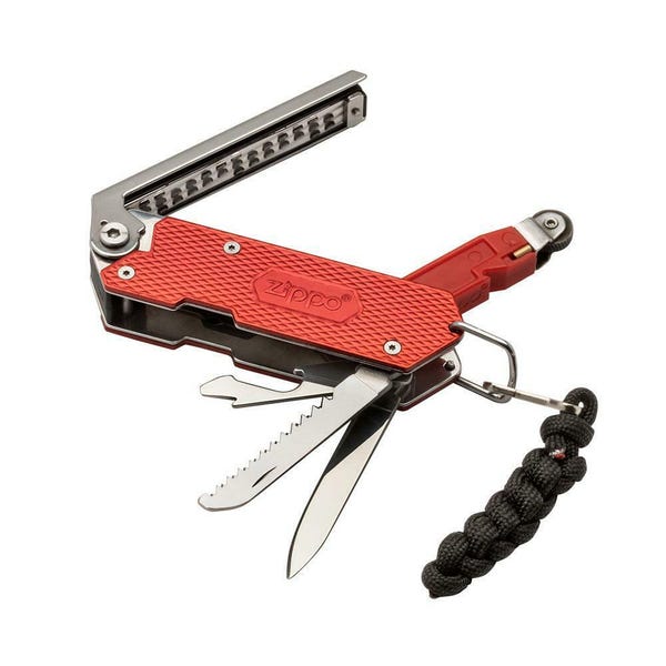 Zippo Red SureFire Multi-Tool, Flint, Knife & Paracord