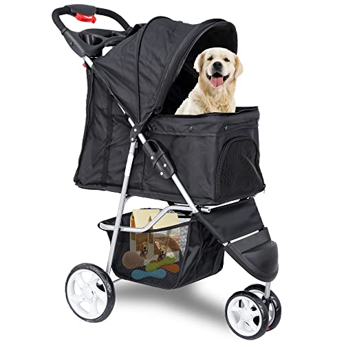 Foldable 3 Wheels Pet Stroller for Dogs/Cats 