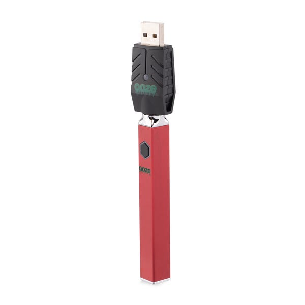 Ooze Ruby Red Quad 510 Thread 500 mAh Square Vape Pen Battery + USB Charger