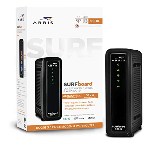 ARRIS SURFboard SBG10 DOCSIS 3.0 Cable Modem & AC1600 Dual Band Wi-Fi Router