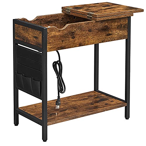 VASAGLE End Table with USB Ports & Power Outlets