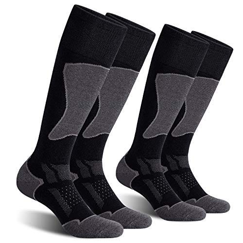 2-Pack Men's Ski Socks for Skiing, Snowboarding - Shoe Size 9-12