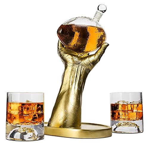 Football Decanter with Whiskey & Wine Glasses 