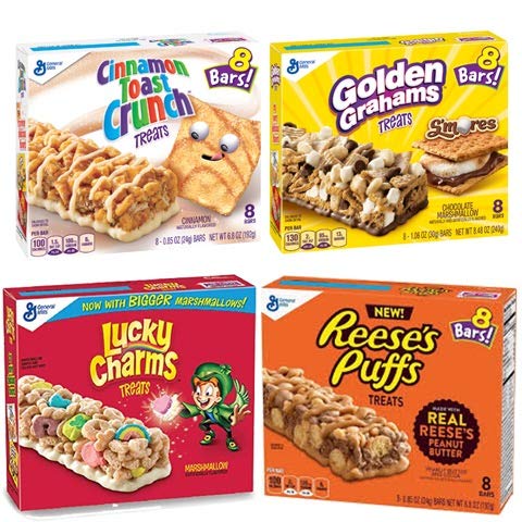 Cereal Bar Variety Pack- Lucky Charms, Cinnamon Toast Crunch, Reese's Puffs, Golden Graham Snack Bars (Variety Pack)