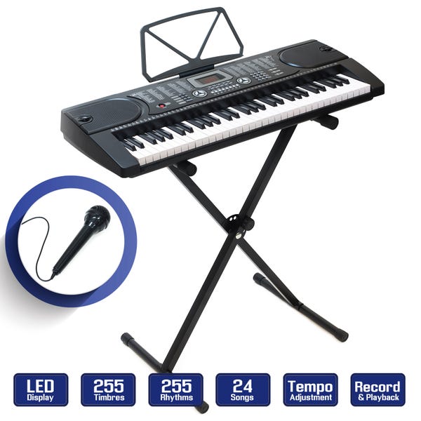 61 Key Digital Piano Keyboard - Portable Electronic Instrument with Stand