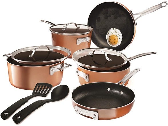 Gotham Steel Mini Personal Sized 5 Piece Nonstick Stackable Pots