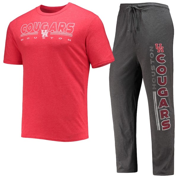 Houston Cougars Concepts Sport Meter T-Shirt & Pants Sleep Set - Heathered Charcoal/Red