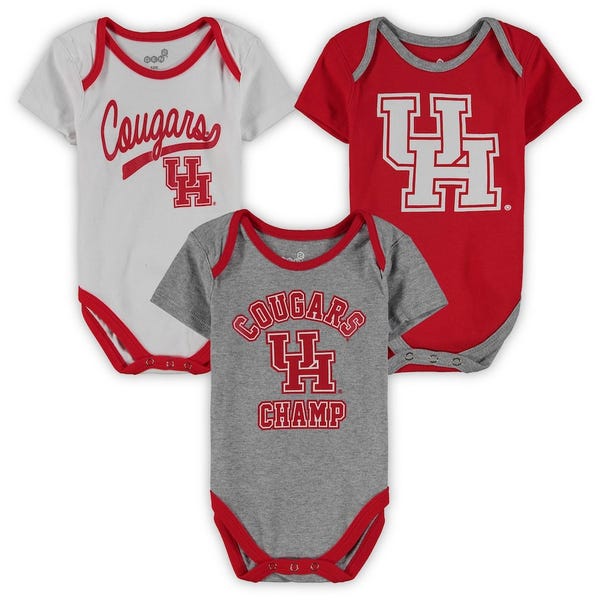 Houston Cougars Infant 3-Pack Bodysuit Set - Heathered Gray