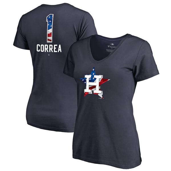 Carlos Correa  Women's 2019 Stars & Stripes V-Neck T-Shirt