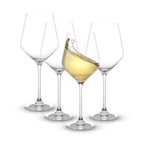 JoyJolt Layla White Wine Glasses, Set of 4