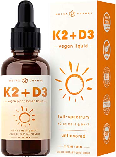 Vitamin D3 K2 Drops | Vegan Liquid Vitamin D3 5000 IU & K2 with MK7 & MK4