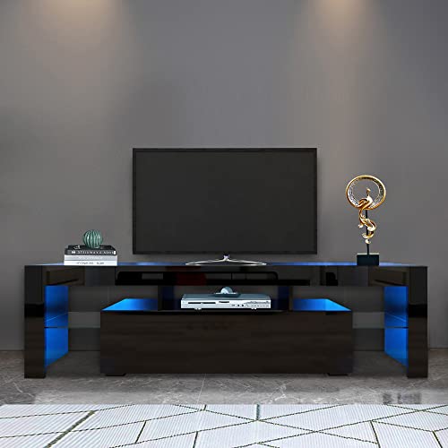 High Gloss LED TV Stand for 70 inch TV Entertainment Center 