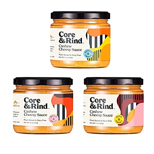 Core and Rind, Plant-Based & Dairy Free Cashew Cheesy Sauce, 3 Flavor Pack