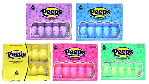 Easter Marshmallow Chicks Peeps Variety Pack 50 Ct, 5 Pack