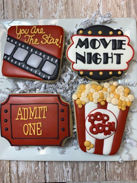 Move Night Theme Sugar Cookies Popcorn Cookies
