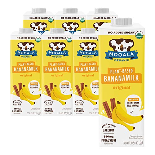 Mooala – Organic Original Bananamilk, 1L (Pack of 6) – Shelf-Stable, Non-Dairy, Nut-Free, Gluten-Free, Plant-Based Beverage with No Added Sugar