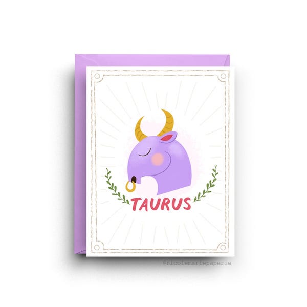 Taurus Astrology Card Zodiac Birthday Card