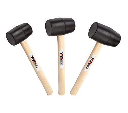 YIYITOOLS Rubber Mallet Set With Wood Handle,3 Piece