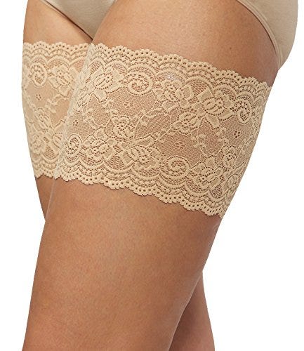 Bandelettes Original Patented Elastic Anti-Chafing Thigh Bands *Prevent Thigh Chafing* - Beige Onyx, Size C (Large, 25-26")