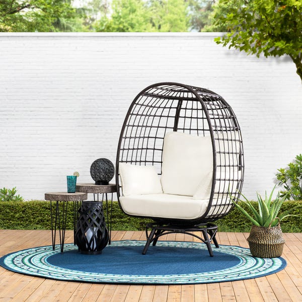 Wellow Baytree Egg Swivel Patio Chair with Cushions