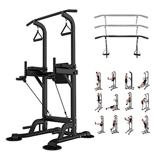 Leasbar Power Tower Dip Bar Station Pull Up Bar Stand for Home Gym Adjustable Strength Training Fitness Equipment 330 LBS with Backrest