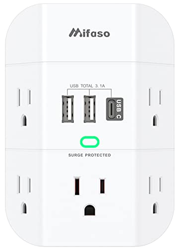 Wall Surge Protector Outlet Extender - 5 Outlet Splitter 