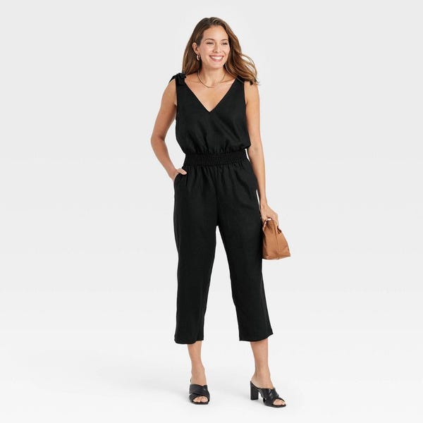 A New Day Women's Sleeveless Tie-Shoulder Jumpsuit
