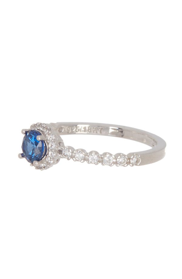 SUZY LEVIAN Sapphire Halo Ring in Sterling Silver