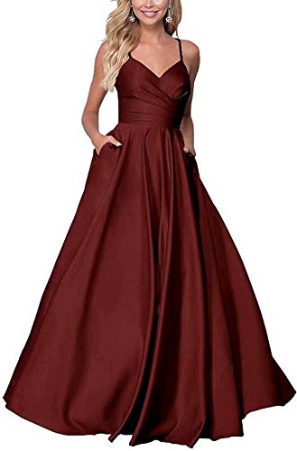 Satin Beaded Spaghetti Strap A-line Gown
