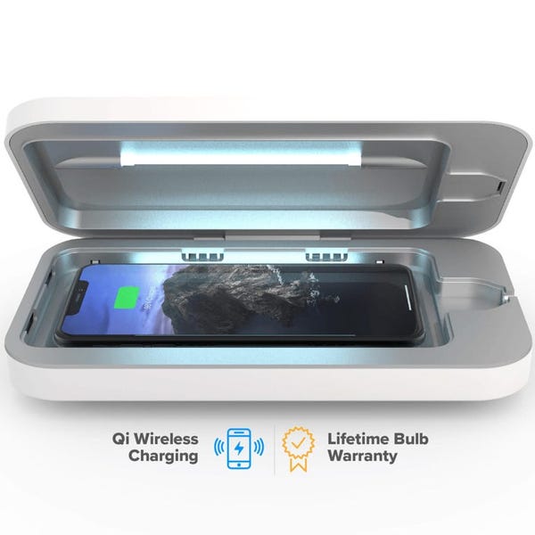 Wireless UV smartphone sanitizer and charger