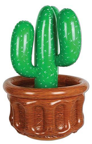 Inflatable Cactus Cooler and Drink Holder - Novelty Party Supplies, Holds Up to 24 -12 Ounce Cans, 1 Count