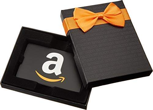 Amazon.com gift card in a black gift box