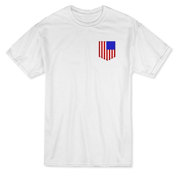USA Pocket Flag Graphic Men's White T-shirt