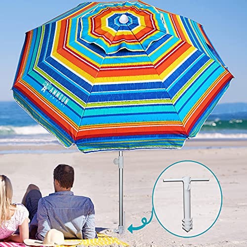 AMMSUN Beach Umbrellas for Sand Heavy Duty Wind
