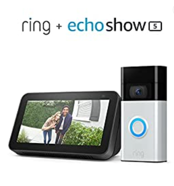Ring Video Doorbell (Satin Nickel) bundle with Echo Show 5 (2nd Gen)
