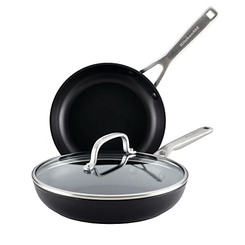 KitchenAid Hard Anodized Induction Nonstick Frying Pans / Skillet Set, 3 Piece - Matte Black
