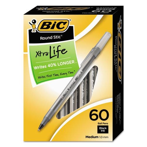 BIC Round Stic Ballpoint Pen, 60-Count