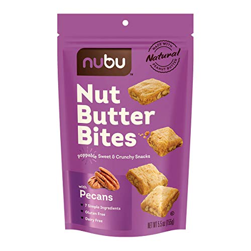 Nubu Nut Butter Bites with Pecans Poppable Sweet & Crunchy Snacks