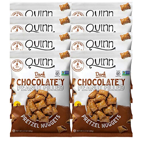 Quinn Chocolate'y Peanut Butter Filled Pretzel Nuggets, Gluten Free, Non-GMO, 6.5 oz Bag (8 count)