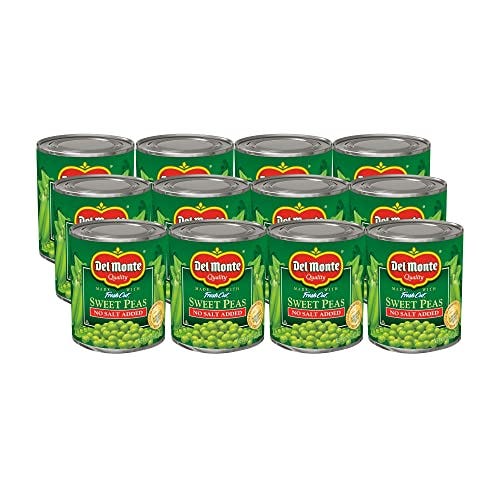 Del Monte Canned Fresh Cut Sweet Peas No Added Salt, 8.5 Ounces (Pack of 12)