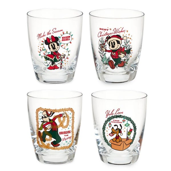 Mickey Mouse and Friends Christmas Glass Tumbler Set