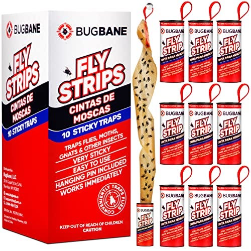 Fly Strips Indoor Sticky Hanging 10 Pack
