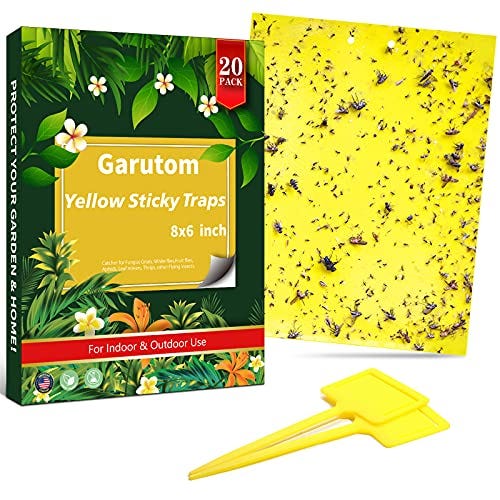 Garutom 20-Pack Dual-Sided Yellow Sticky Traps for Flying Insects 