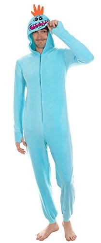 RICK AND MORTY Mr. Meeseeks Onesie with Butt Flap (Medium) Blue