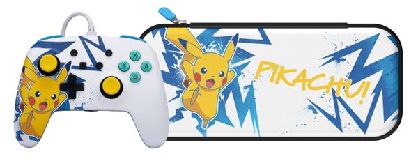 PowerA Enhanced Wired Controller and Slim Case for Nintendo Switch — Pikachu High Voltage