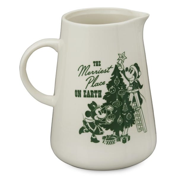 Mickey and Minnie Mouse Christmas Pitcher
