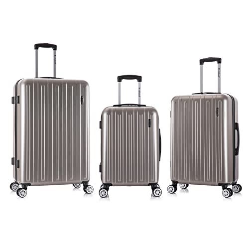 Rockland Paris Hardside Luggage with Spinner Wheels, Silver, 3-Piece Set (20/24/28)