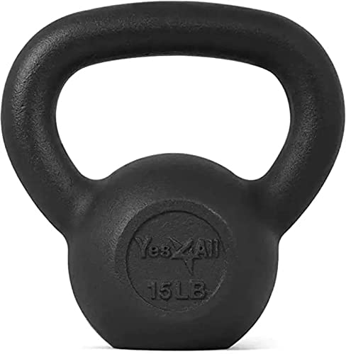 Yes4All Solid Cast Iron Kettlebell Weights Set Kettlebell 15 lbs 