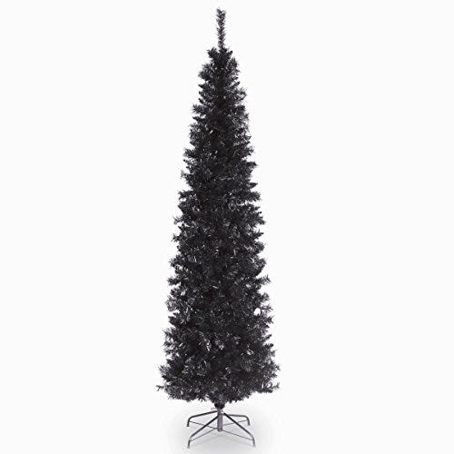 National Tree Company Artificial Christmas Tree, Black Tinsel, Includes Stand, 6 feet
